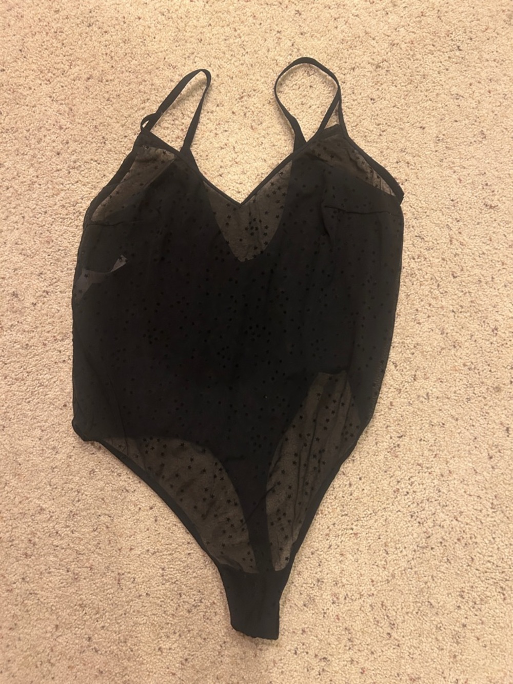 Colsie Black Sheer Star Print Mesh Bodysuit